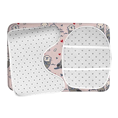 DIRYKILP Badematte + Konturmatte + Toilettendeckelbezug, Süße Sea Otter 3 Stück Badematte Set, mit rutschfester Unterseite – Bild 7