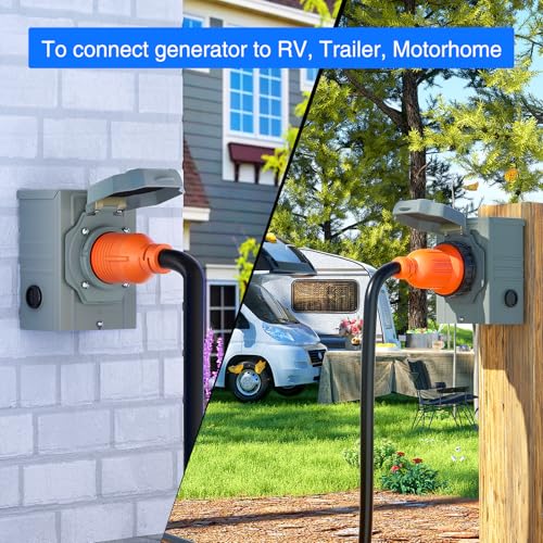 Image of Nilight 30A 50FT Generator Extension Cord Power Inlet Box with Locking Connector 125 /250V 7500W 10 Gauge STW ETL Listed 4 Prong L14-30P L14-30R Cable for RV Outdoor Use