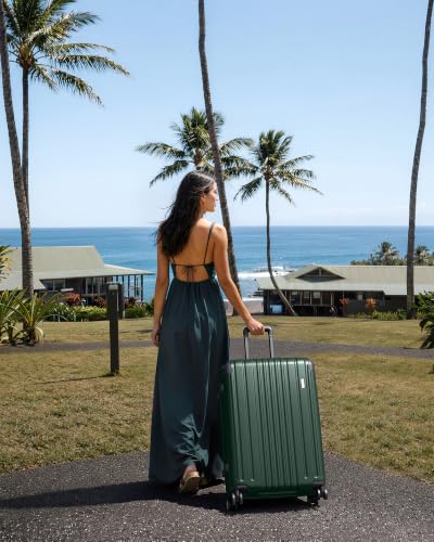 Image of Coolife Luggage, Lightweight and Durable Hardshell, 28 in, Dark Green