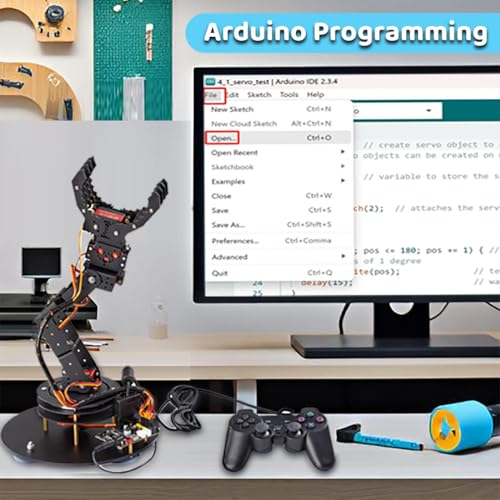 LK COKOINO 6-Axis Metal Robot Arm Kit with Joystick Control for Arduino Programming DIY Robotics Arm for STEM Learning, Educational Build & Play, Servo Motor Projects - Image 8