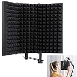 Microphone Isolation Shield Foldable Compact Microphone Sound Shield High Density Absorbing Foam...
