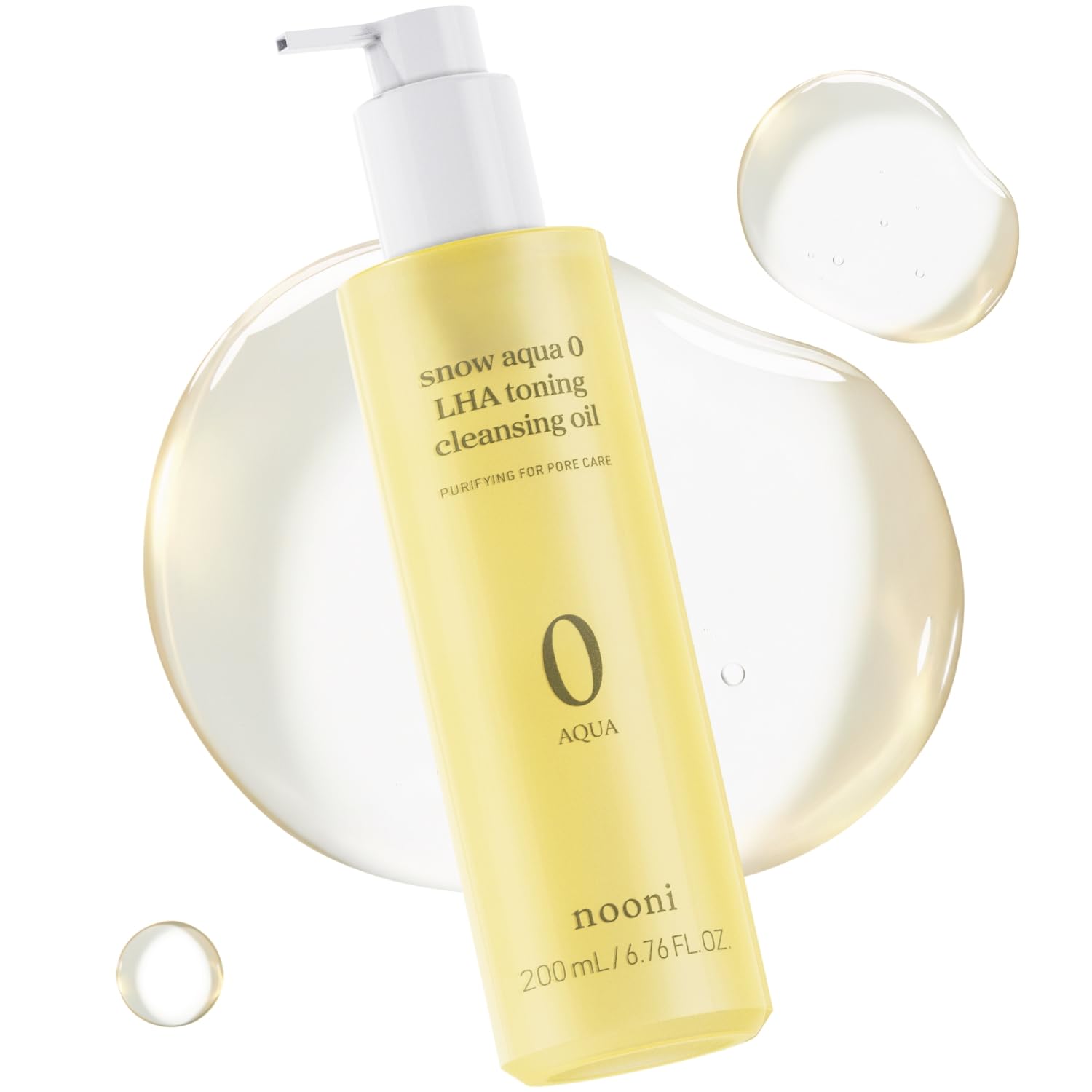 NOONIFacial Cleanser - Snow Aqua 0 LHA Toning Cleansing Oil | Makeup Blackhead Remover, Pore Control, Glass Skin, Help Control Sebum, Revitalizing, Moisturizing, Korean Skin Care, 6.76 Fl Oz (200 ml)