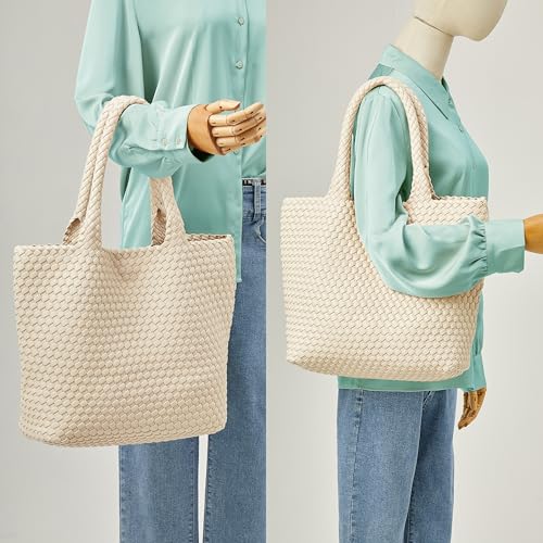 DAILANDO Fashion Woven Tote Bag for Women, Large Capacity Designer Shoulder Weave Hobo Purse