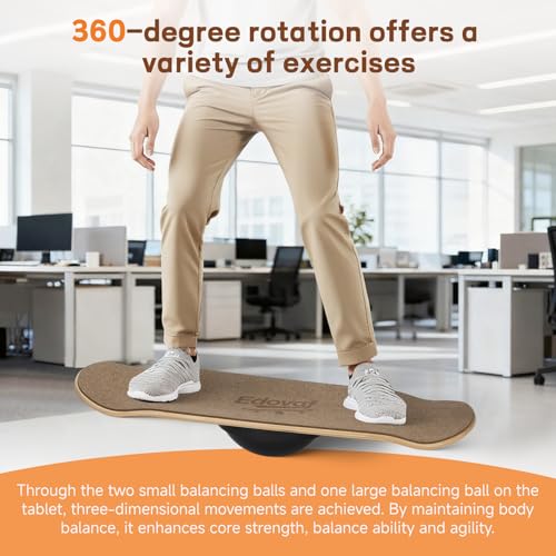 Image of Balance Board- Gift for Adults & Kids,Wood Wobble Balance Trainer Board,Premium Slip-Resistant Surface Portable Fitness Equipment,Suitable for Core Workout, Standing Desk Exercise, Home Gym, Yoga