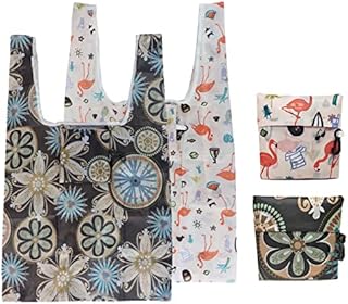 Andiker Foldable Shopping Bag, 2 Pack Reusable Shopping Bags Grocery Bag Washable Eco -friendly Shopping Tote Bag for Shopping, Groceries, Travel, Storage and Daily Use