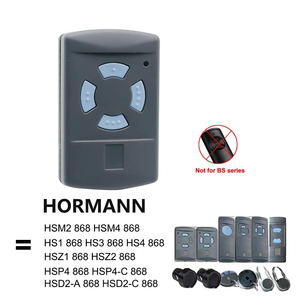 Garagedeur handzender zender, 868 MHz afstandsbediening duplicator, compatibel met Hormann HS1 HS2 HS4 HSM2 HSM4 HSE2 HSZ1 HSZ2 HSP4 HSP4-C HSD2-A HSD2-C, 1 stuk