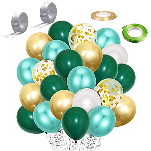 80 Piezas Globos de Confeti Dorado, Globos de Látex de Oro Blanco Verde, Verde Oro Globos de Látex, para Cumpleaños, Bodas Aniversario, Bautizos Comunion Baby Shower, Graduacion Fiesta Decoracion Cover