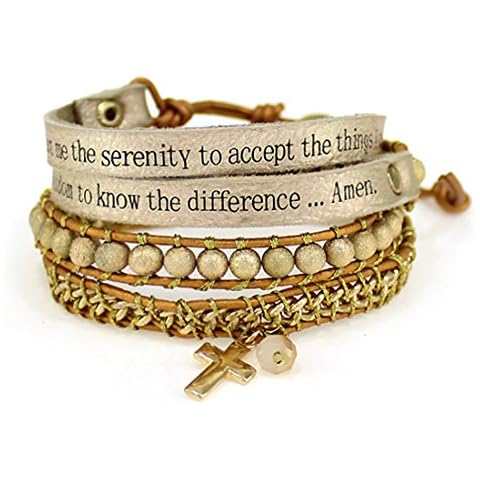 4031533 Serenity Prayer Leather Wrap Bracelet Woven Beads AA One Day At A Time NA Cover