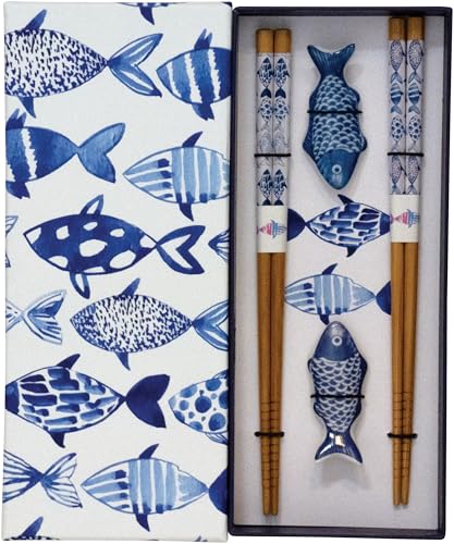JADE TEMPLE Essstäbchenset mit Fisch Bänkchen, blau - 1 Set