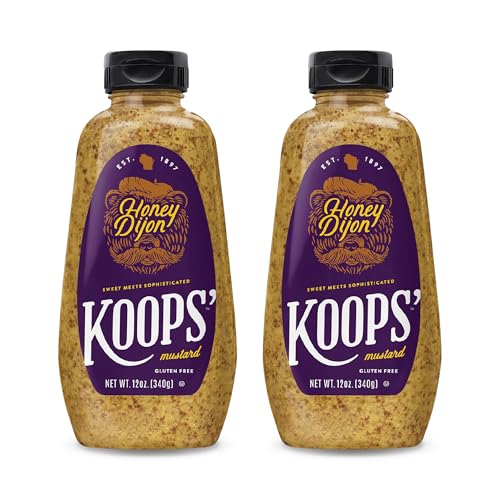 Image of Koops' Honey Dijon Mustard - Gourmet Mustard, Gluten-Free, Kosher, Made in USA, From Quality Mustard Seeds, Honey Mustard Sauce - 12 Oz, Pack of 2