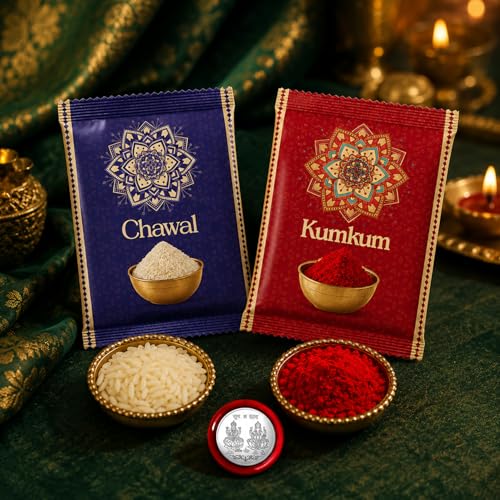 Image of Oblivion Rakhi For Brother - Elegant Stylish God Designer Rakhi with Beads and Silver Colour Pooja Coin, Tilak Set & Greeting Card - Traditional Raksha Bandhan Combo for Bhai