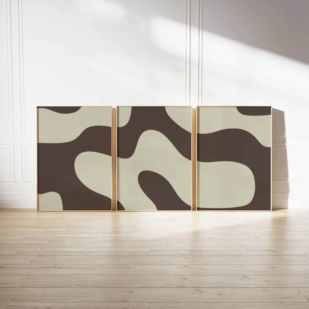 LTjiajuypd Canvas Prints Poster Painting Brown Abstract Art Neutral Wall Living Room Bedroom Office Home interior Decoration(35x50cm-3Pcs)