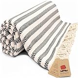 Bazaar Anatolia Turkish Beach Towel – 100% Cotton, Quick Dry, Sand Free Boho Farmhouse Style for Bathroom, Travel, Camping – Oversized 71x39 Inches – Arpa Black
