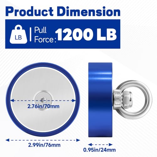 Kit Completo de Pesca con Imán 360 grados DTLHCNCT 1200LB con Cuerda de 65Ft miniatura 5