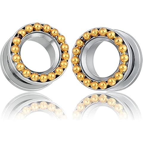 LADEMAYH Steel Balls Ear Plugs Gauges Cover