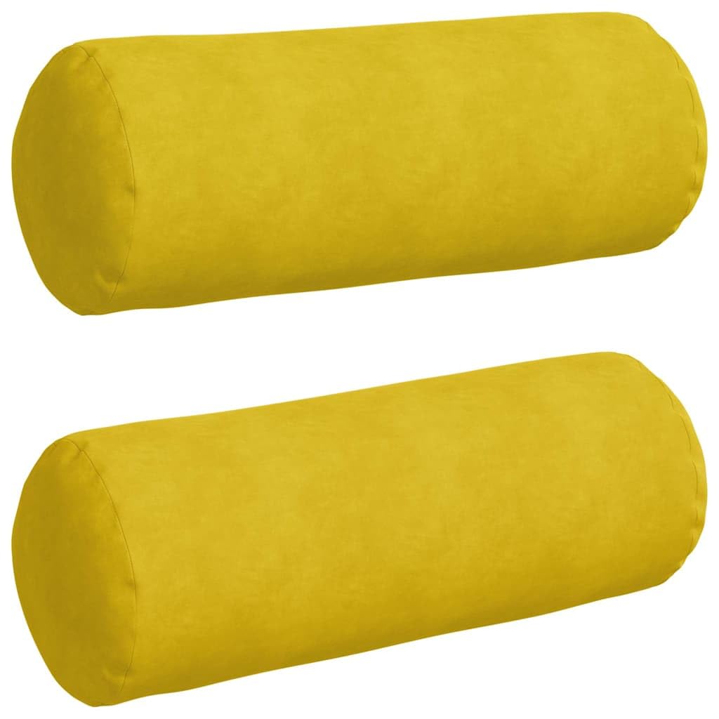 Set di 2 cuscini cilindrici, diametro 25 x 70 cm, in velluto a coste, colore giallo | Cuscino decorativo moderno per soggiorno e camera da letto, con rivestimento sfoderabile e morbida imbottitura in poliestere.