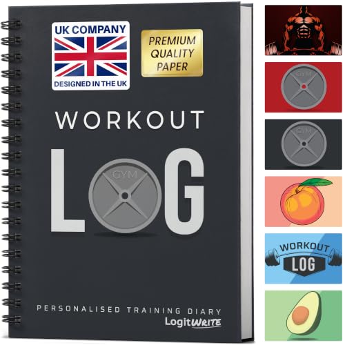 Workout Planner for Daily Fitness Tracking & Goals Setting - A5 Size 6 x 8 Charcoal Grey - Improved Thicker Cover - Men & Women Personal Home & Gym Training Diary - by Workout Log Gym