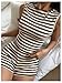 MakeMeChic Women's 2 Piece Striped Outfit Crew Neck Tank Crop Top and Mini Shorts Set Brown Medium