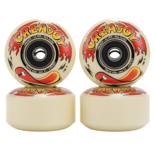 Skateboard Wheels 52mm 99A with Bearings, Set of 4 (Pale Millet Yellow)
