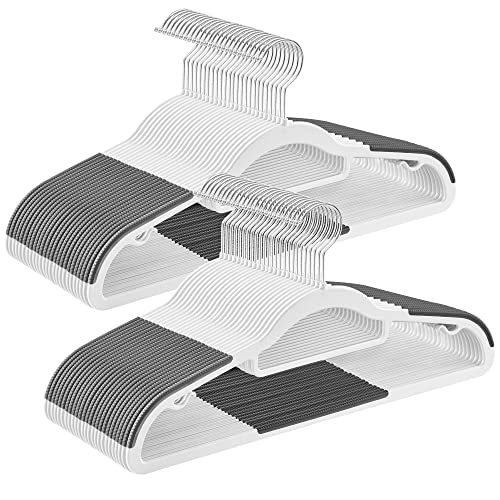 SONGMICS Pack of 50 Coat Hangers, Heavy-Duty Plastic Hangers, Clothes Hangers, White and Dark Gray UCRP020W02 White + Dark Gray 50 Pack