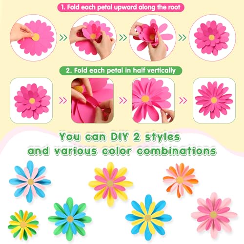 Image of MotiMind 18 Pcs Paper Flowers Bulletin Board Decorations DIY 3D Paper Floral for Wall Classroom Back to School Birthday Party Flower Backdrop Decoration Photo Backdrop(Lovely Color,8 inch 10 inch 16 inch)
