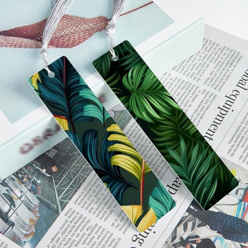 Marque-pages à pompons et feuilles de palmier, idée cadeau lecteur