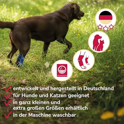 HERZENSTIER Sprunggelenkbandage aus Schaumstoff Gr. XXL für Hunde & Katzen, atmungsaktiv mit Schienen zur Sprunggelenks-Unterstützung mit bei Arthrose & Instabilität