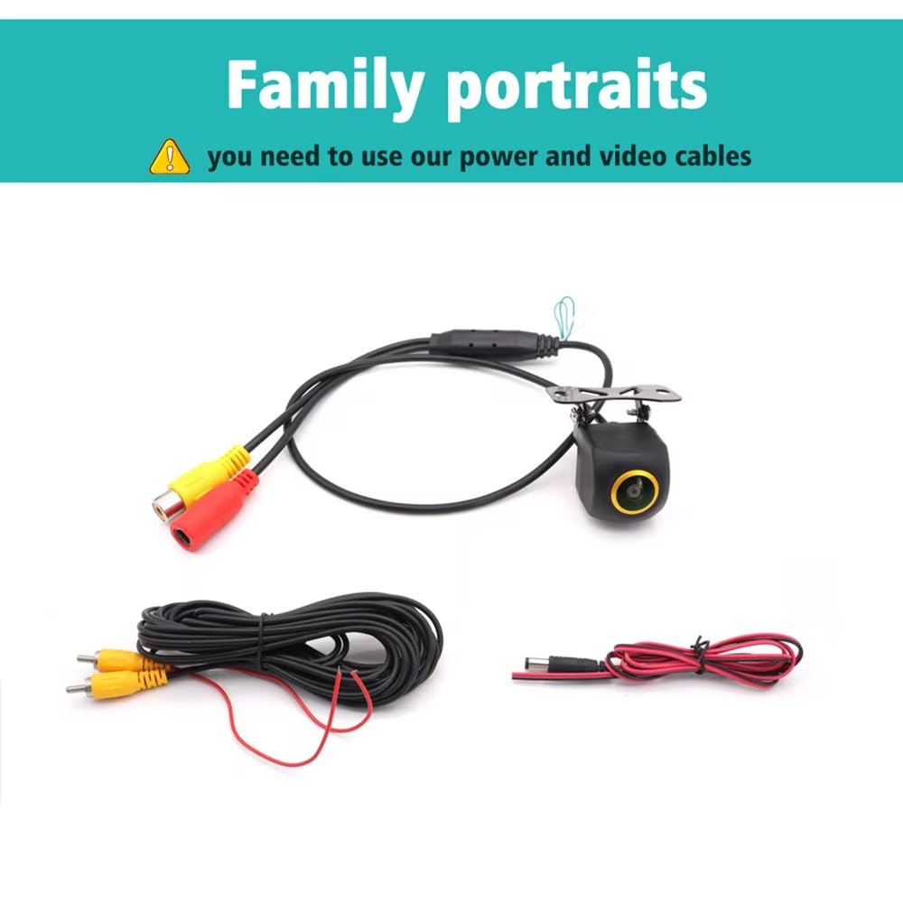Cámara Trasera Camara Cámara Visión Trasera Coche AHD 1080P 180 Grados con Soporte Ajustable 6 Lentes Cristal Lente Ojo Pez Dorado Visión Nocturna HD Vehículo.(AHD 720P)