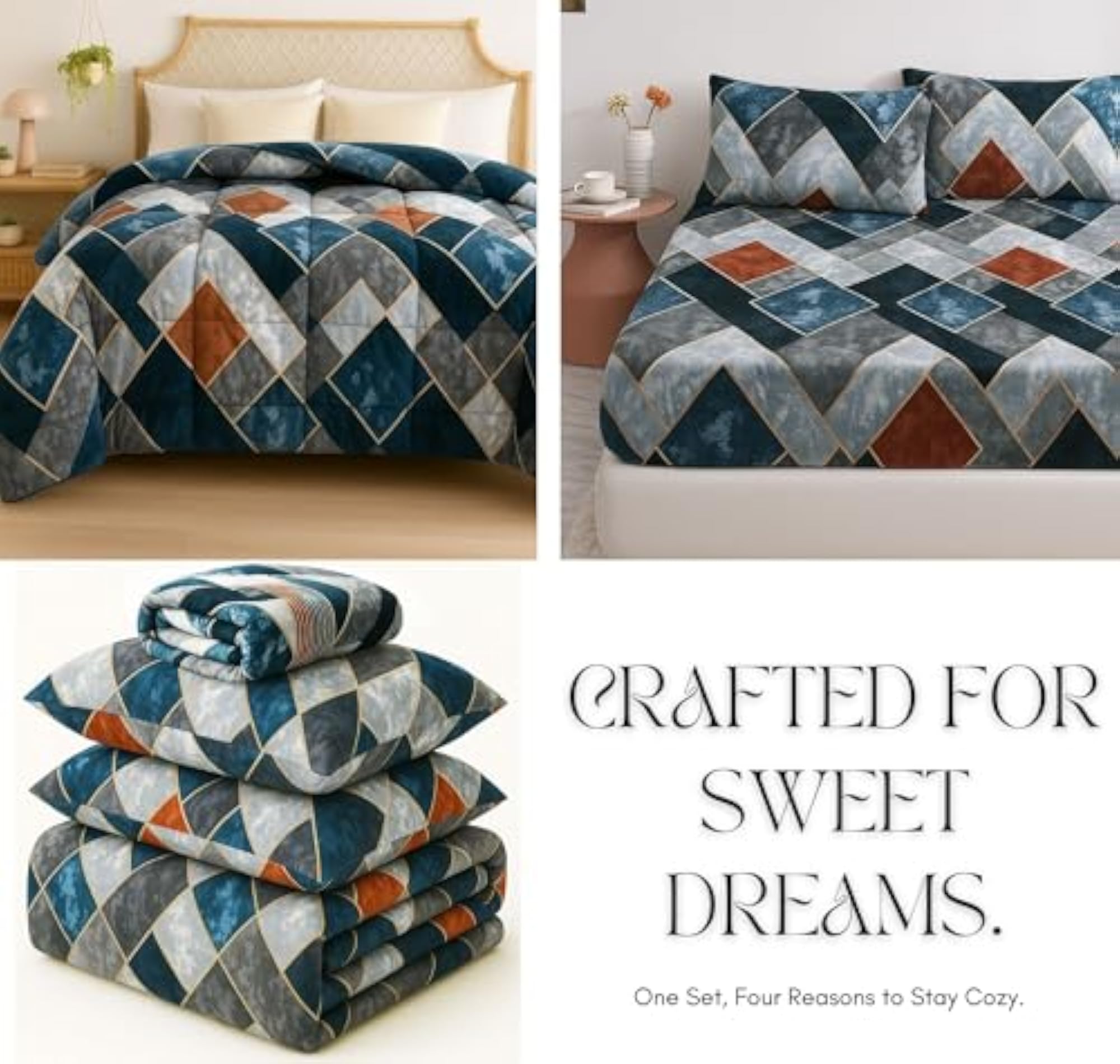Flannel Winter Bedding Set, Warm Quilt and Bedsheet