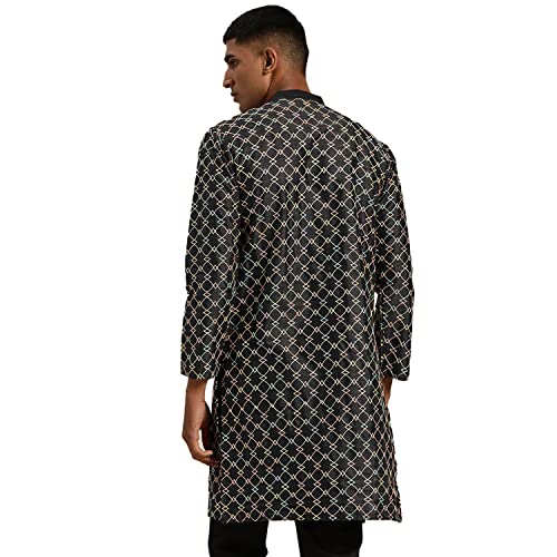Image of SOJANYA Men's Silk Blend Geometric Regular Kurta