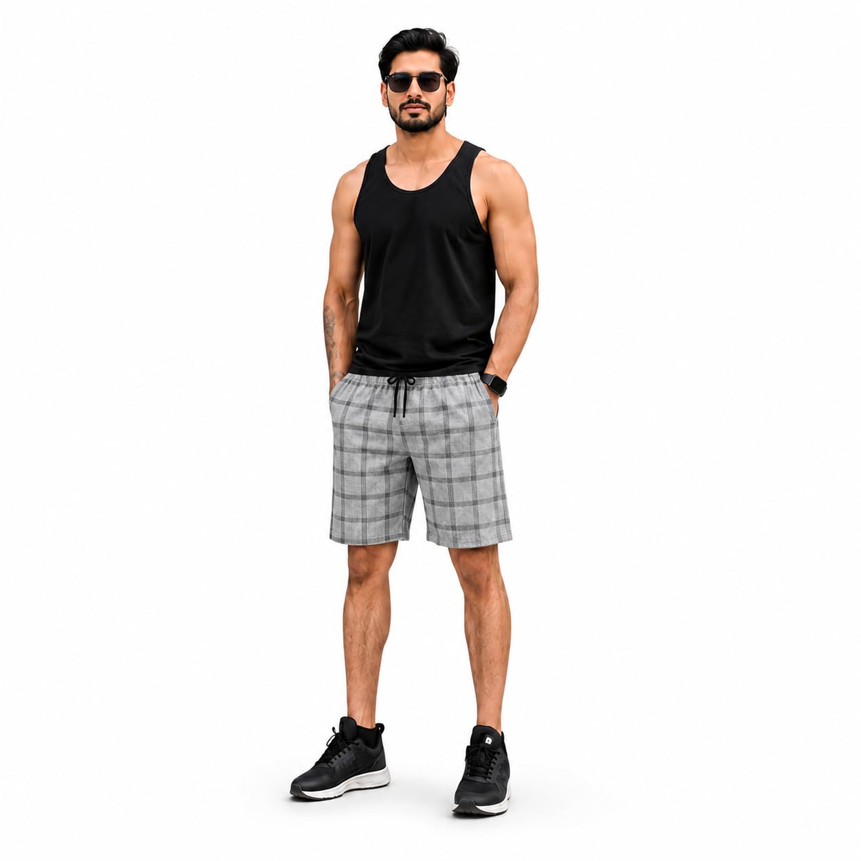AK Style Men’s Checkered Casual Shorts | Comfortable Elastic Waist Shorts with Drawstring & Pockets | Lounge, Nightwear Pack of 1 – Assorted Colour-picture-26