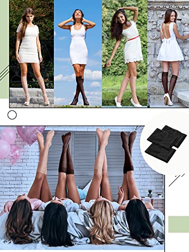 Image of 50 Pairs Sheer Knee Stockings Bulk for Women Nylon Knee Highs Pantyhose Socks for Lady with PVC Makeup Bag