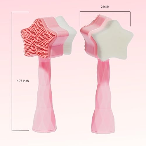 Miniatura 4 de All Star - Cepillo de limpieza facial manual, cepillo facial 2 en 1, cepillo facial de silicona, cepillo de lavado facial manual de doble cara para
