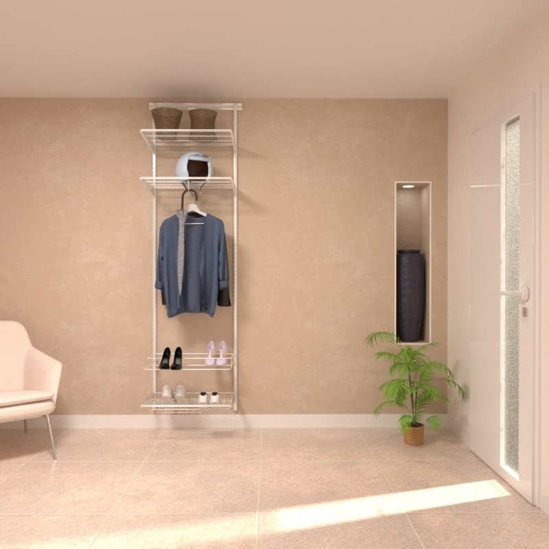 Kit-Dressing - Rangement Mural d'Entrée Penderie et Chaussures 60 cm Blanc N°27