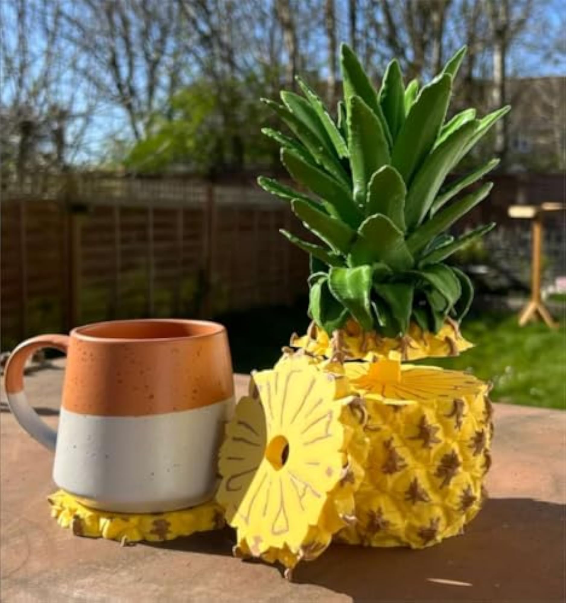 Pineapple Tea Coaster Set for Cups & Mugs, Unique Fruit-Themed