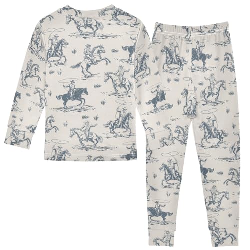 Long sleeve Pajamas Western Cowboy Jammies Pjs Cotton Pajama Sleepwear Sets