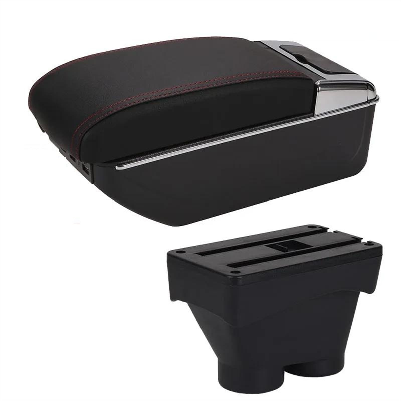 NMJLQW Storage Rack Car Center Console Storage Box Multifunctional Armrest Storage Box Interior Accessories For 208 2012-2018(A1 Black red 7USB)