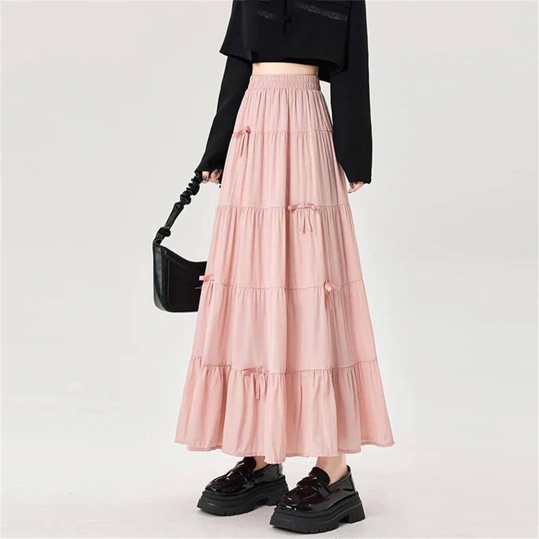 Gonne lunghe da donna A Line con fiocco in tulle patchwork a vita alta grandi gonne a ombrello altalena