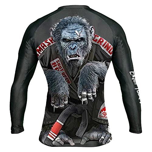 DEHAHA Men's Unisex Premium BJJ Rash Guard Long Sleeve Cool Dry Compression Training Tee