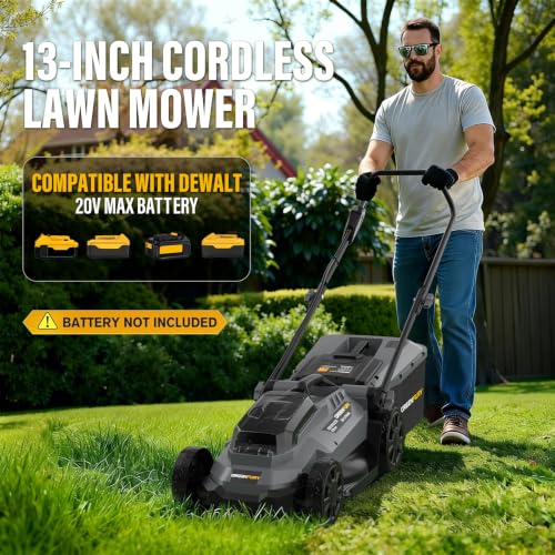 Cordless Lawn Mower Compatible with Dewalt 20V MAX Battery (Tool Only)