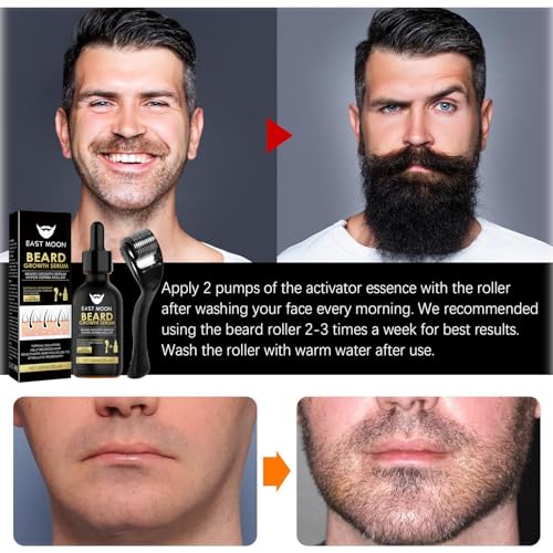 Beard Growth Kit With Derma Roller & Natural Ingredients Serum - Rapid Growth & Thickening - Grooming Kit For Men - Gifts For Dad - Image 6