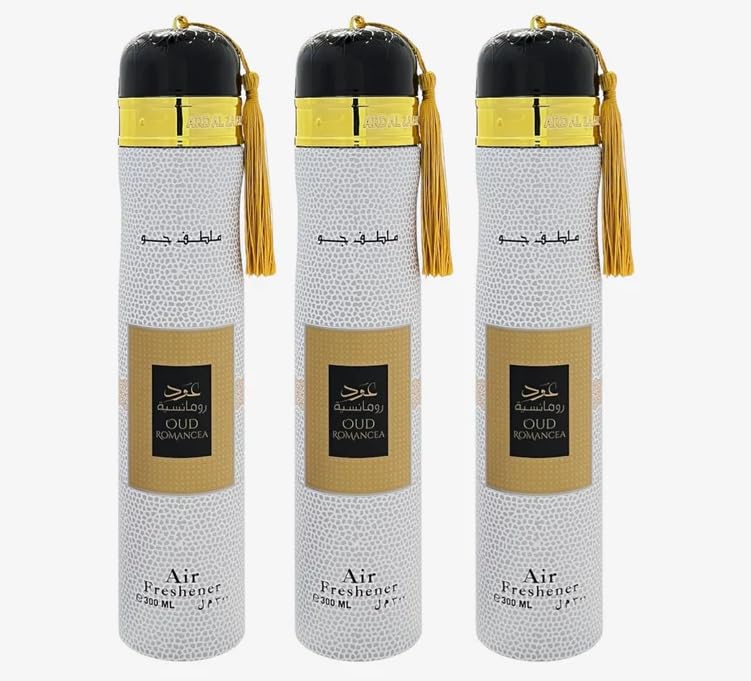 Arabian Air Freshener Bundle (3 x 300ml) Dubai, Luxury Scent, Long Lasting Fragrance (3 x Oud Romancea)