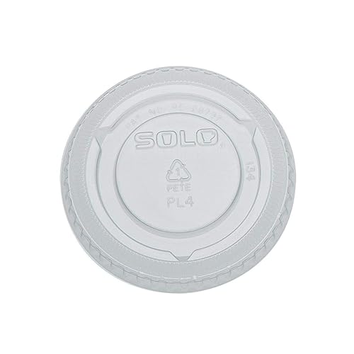 Solo PL4N - Tapas transparentes para tazas para porciones de PET, 3.1 pulgadas de diámetro, 2500/CT