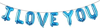 16 inch Marry me I Love You Letter Balloons Kit Valentines Day Anniversary Wedding Banner Decorations for Event Party (I Love You Blue)