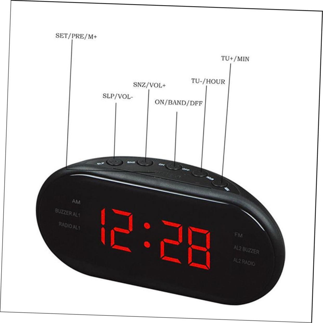 Radioreloj Despertador Digital con Radio Am Fm, Pantalla Curva Grande