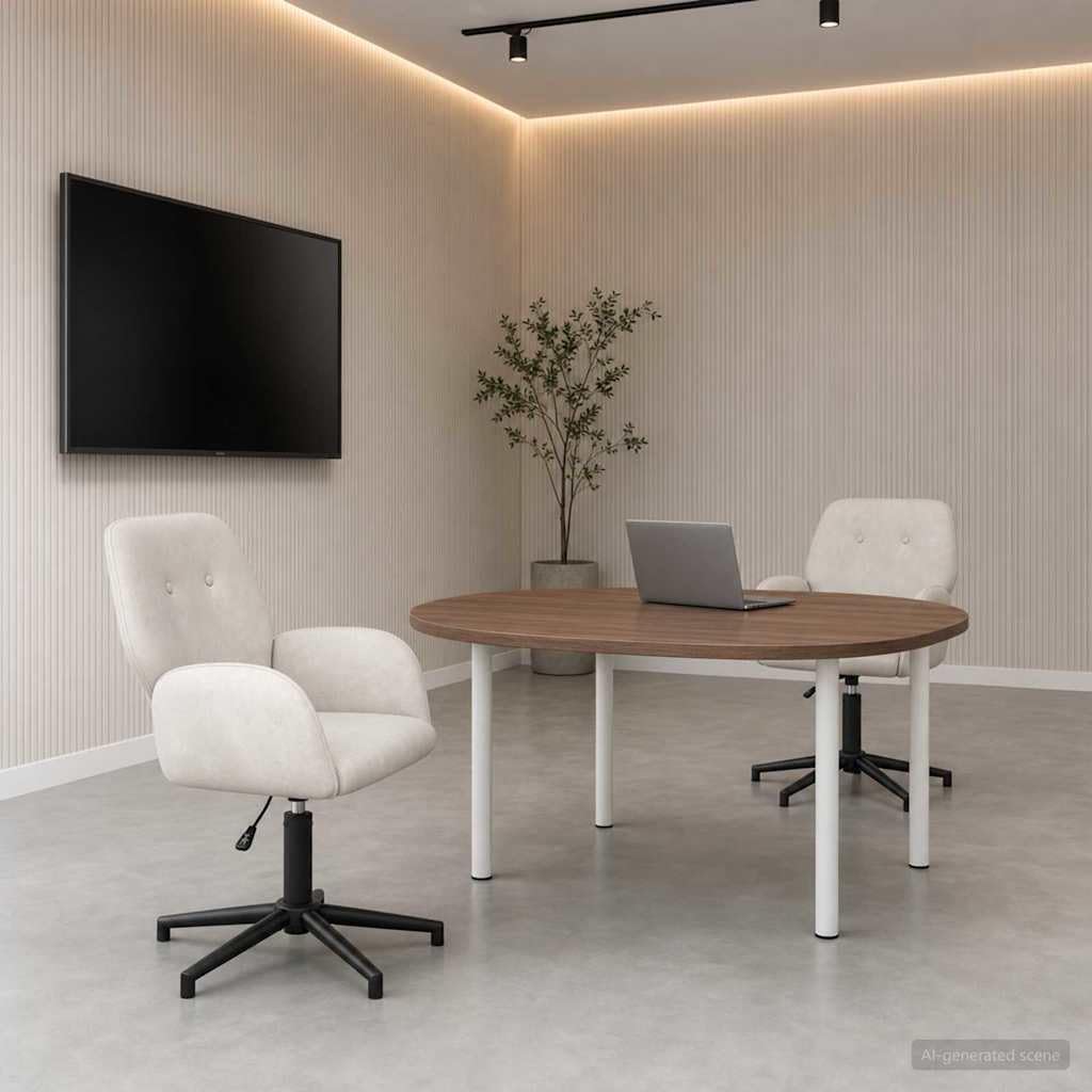 Juego de 2 sillas giratorias de terciopelo crema con marco de metal, 54 x 55 x 90 cm, altura regulable de 78 a 90 cm, rotación de 360 grados, respaldo ergonómico y reposabrazos para oficina
