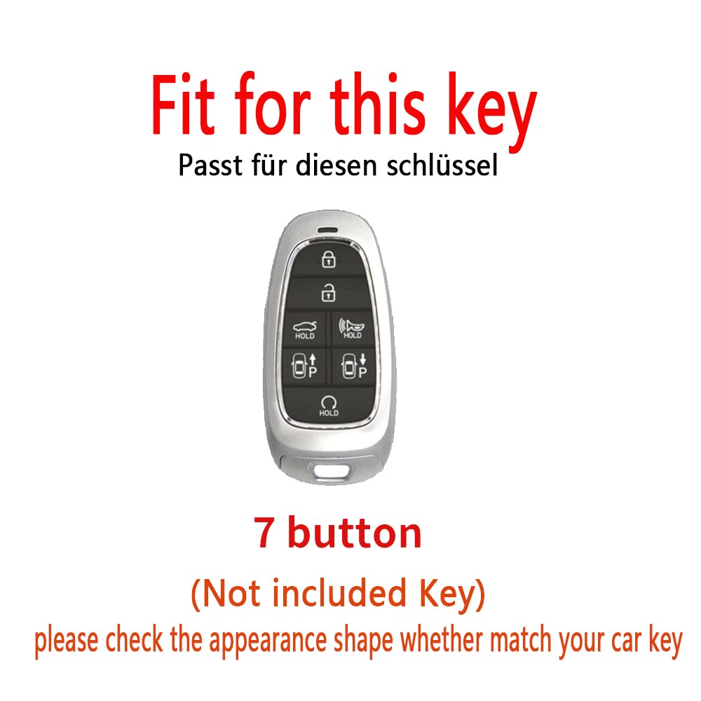 HIBEYO Smartkry Car Key Case Fits Hyundai Key Case Silicone Key Protector for Hyundai Sonata Nexo DN8 Santa Fe Tucson NX4 Ioniq 2022 Remote Control Key Case 7 Buttons Silver - Image 2
