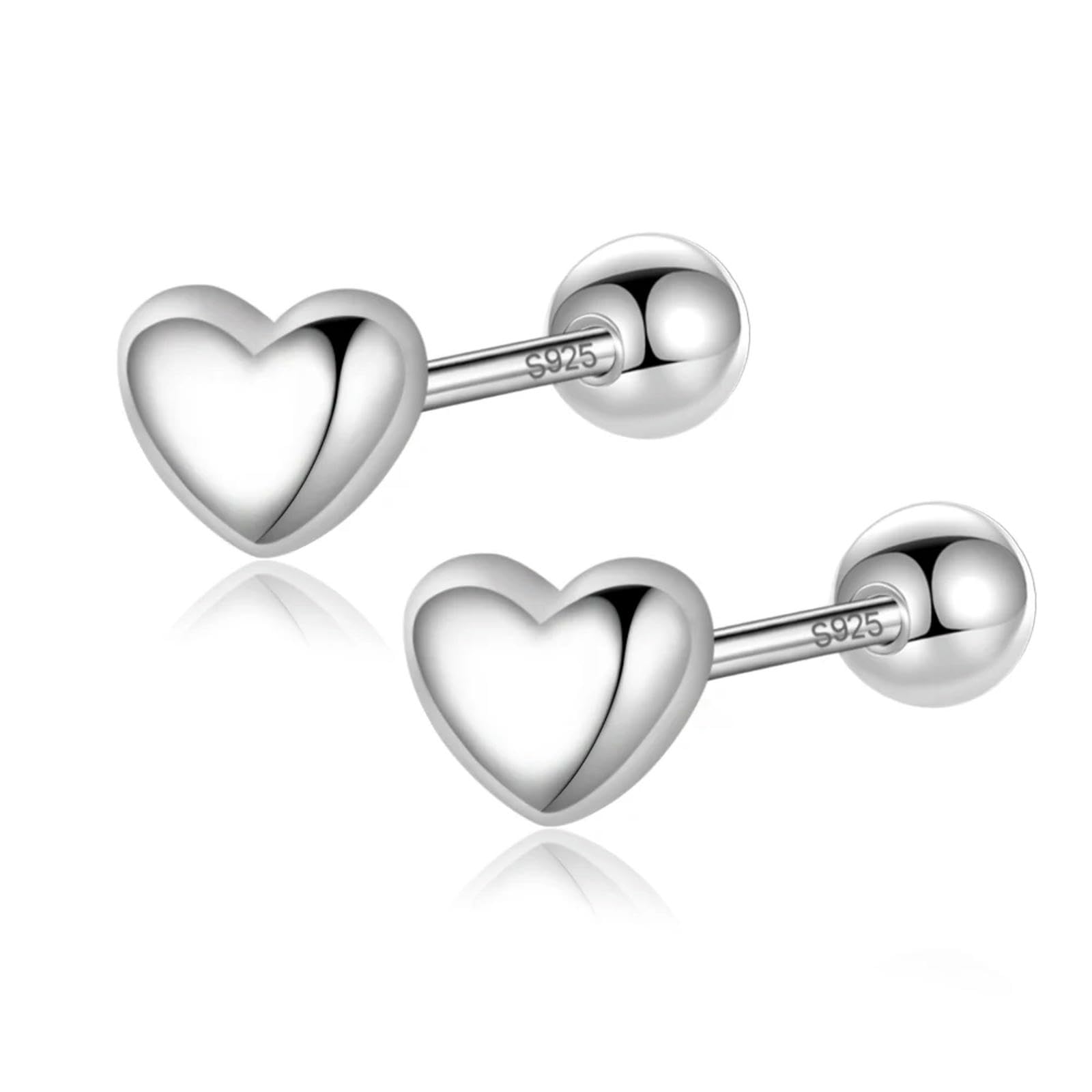 ISCBAFYX 925 Sterling Silber Herz Schraub Ohrstecker für Frauen Mädchen minimalistischen Schmuck