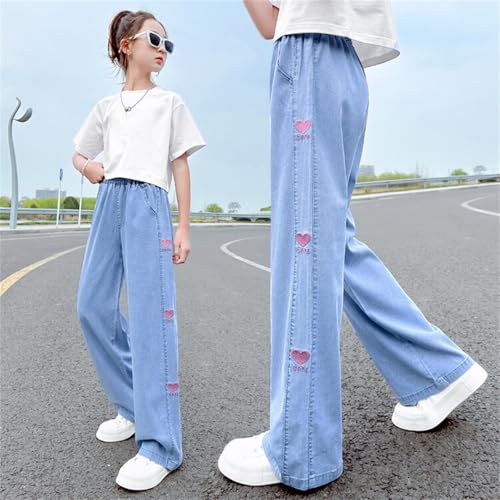 Trendy Girls Denim Pants Comfortable Elastic Waist Casual Jeans for Everyday School Outdoor Activities3