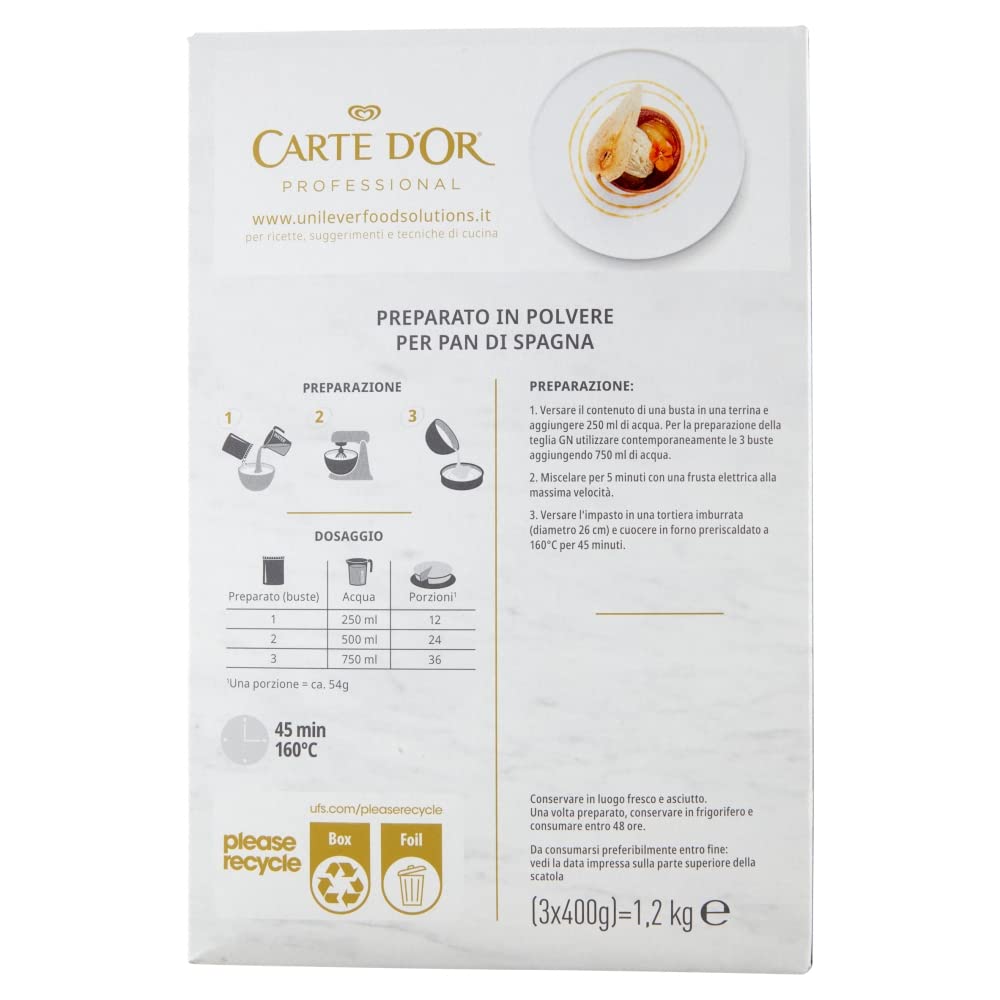 CARTE D'OR preparato per Pan di Spagna - 3 x 400g (Confezione da 2)